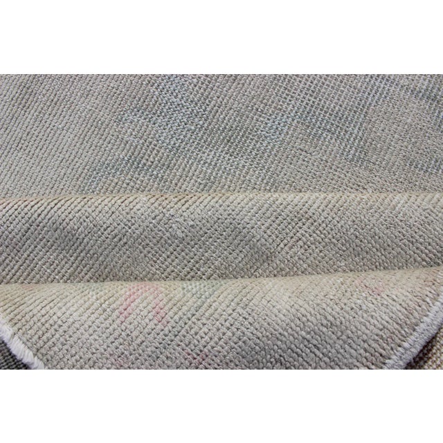 Turkish Oushak Rug in Faded Steel Blue and Soft Gray With Subtle Medallion For Sale - Image 10 of 11