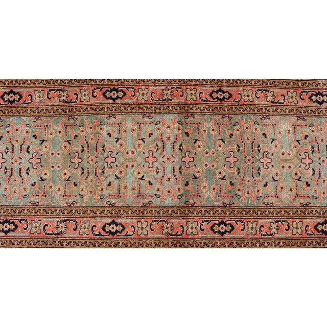 Late 20th Century Very Long Green Color Vintage Turkish Runner 2 '8" X 28' 10" For Sale - Image 5 of 11