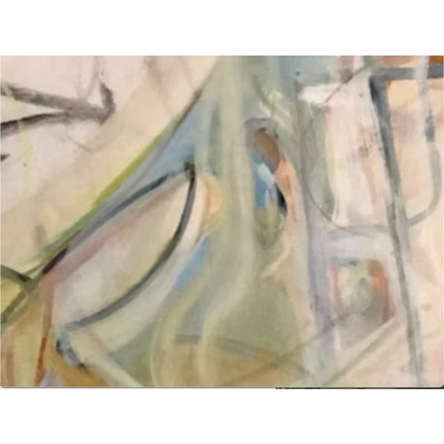 "Around and Back", 2003 Abstract, Contemporary, Mixed Media, Fine Art Painting on Canvas by Joe Ginsberg. Grey/Greens & Oyster Tones W/ Black Accents. For Sale - Image 4 of 10