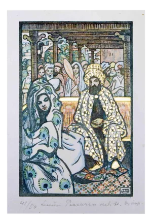 Lucien Pissarro, In the Harem, Woodcut, 1909