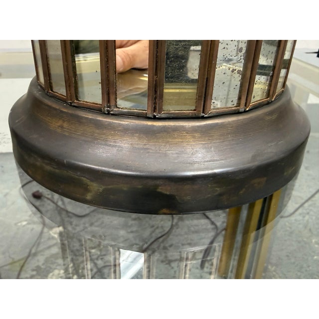 Ken Fulk Art Deco Inspired Antiqued Mirrored + Bronze-Tone Metal Table Lamps, Pair For Sale - Image 11 of 12
