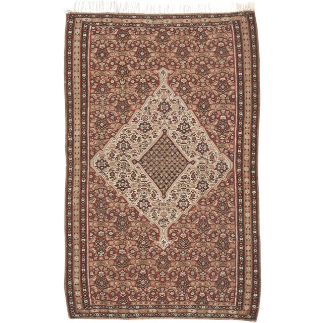 Antique Persian Senneh Kilim Rug 4'x 6'5" Chairish