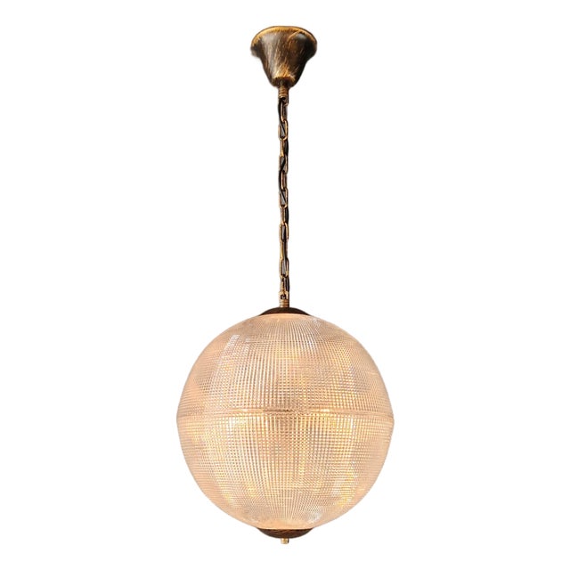 Art Deco Paris Street Lamp Style Prismatic Glass Globe Pendant Chandelier For Sale
