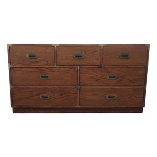 Mid Century Modern Bernhardt Campaign 7 Drawer Dresser For Sale
