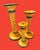 Large whimsical candleholders,crafted in Italy featuring a distinctive Tuscan design with orange/yellow and green accents....