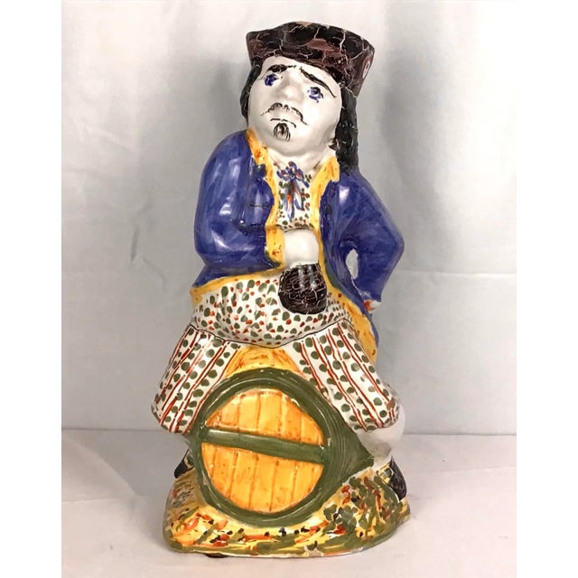 Antique Ceramic Toby Jug, Colonial Man Sitting on Keg For Sale - Image 4 of 7