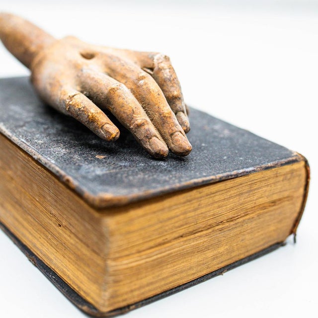 1990s Sculptural Artwork with Book and Mysterious Hand, 1990s For Sale - Image 5 of 14