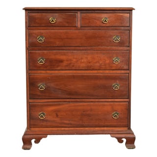 Stickley American Colonial Solid Cherry Wood Highboy Dresser | Circa 1950s For Sale