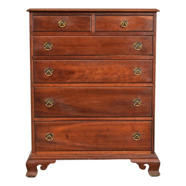 Stickley American Colonial Solid Cherry Wood Highboy Dresser | Circa 1950s For Sale