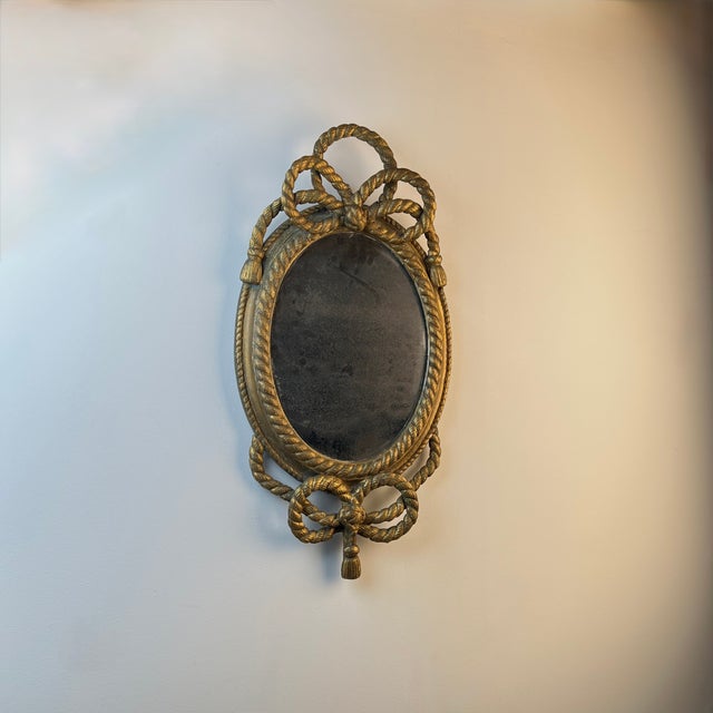 Glass 19th Century Giltwood Rope-Twist Oval Mirror For Sale - Image 7 of 11