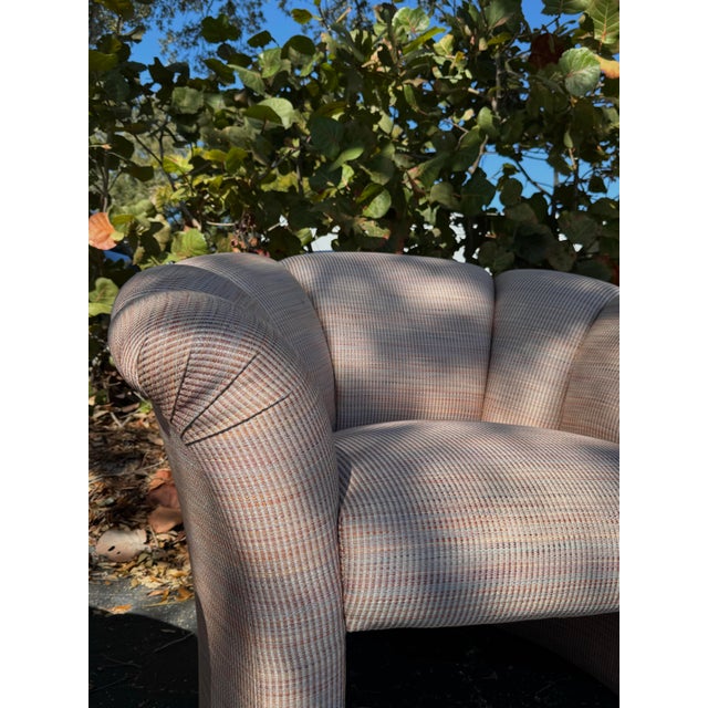 1980s Vintage Postmodern Sculptural Lounge Chairs, Pair – Oversized Upholstered Accent Chairs For Sale - Image 5 of 8