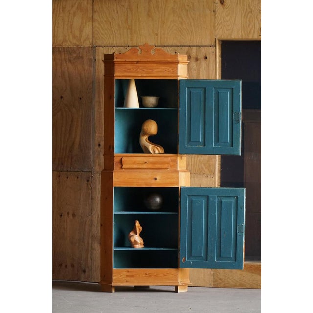 Antique Two-Part Pine Corner Cabinet For Sale - Image 3 of 18