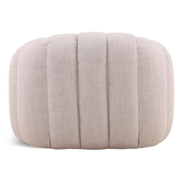 Modern Tufted Ivory Swivel Chair For Sale - Image 4 of 6