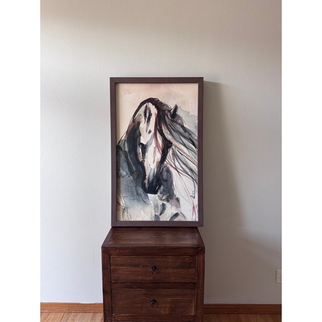 Burnt Umber Leftbank Art Spirit” Framed Equestrian Canvas Artwork For Sale - Image 8 of 8