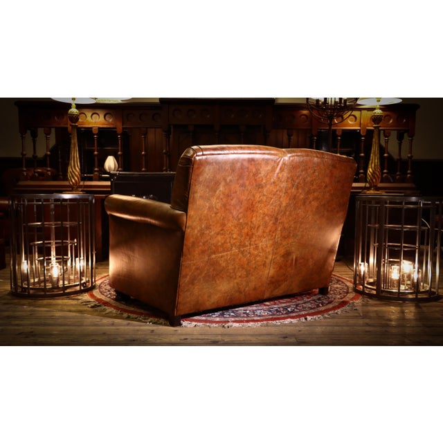 Small Prince 2-Seater Club Sofa in Brompton Tan Leather from Tetrad, 2010s For Sale - Image 16 of 18