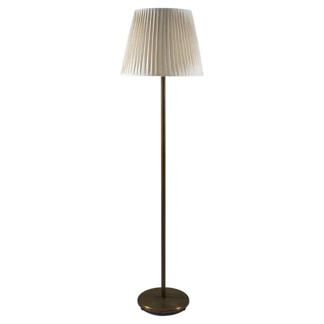 Swedish Brass and Teak Floor Lamps attributed to Böhlmarks, 1940s For Sale - Image 9 of 9