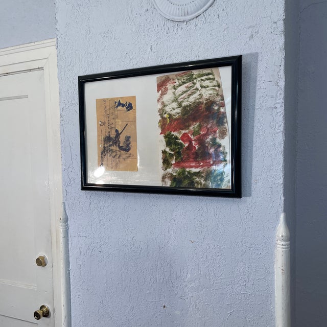 Abstract Expressionism 1990s Two Purvis Young Boat Paintings, One Large 8x12” on Plastic, the Other on Rayovan Moving Receipt 9.5x5.5”, Both in One Frame 14x20x1”. For Sale - Image 3 of 4