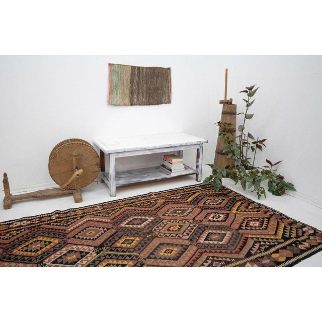 Vintage Handwoven Turkish Kilim Rug For Sale In Los Angeles - Image 6 of 7