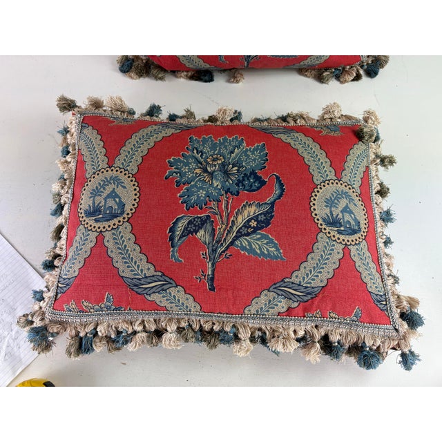 Vintage Brunschwig and Fils French Country Cotton Print Pillows For Sale In Philadelphia - Image 6 of 11