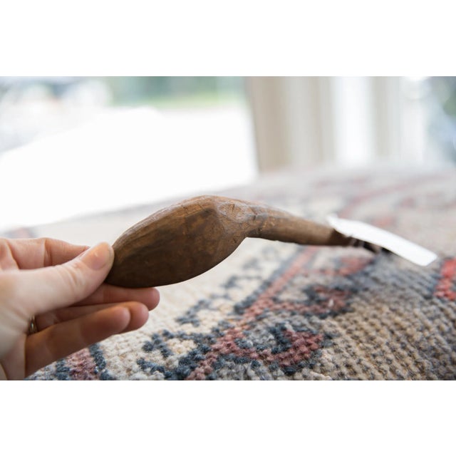 Tribal Vintage African Wooden Instrument Design Spoon For Sale - Image 3 of 8