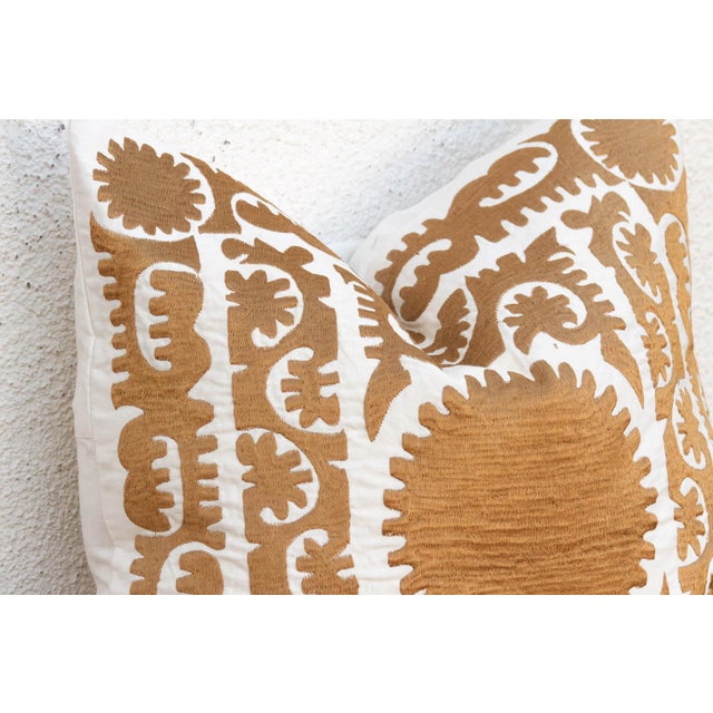 Gold Scrollwork Suzani Zar Pillow Cover For Sale - Image 4 of 7