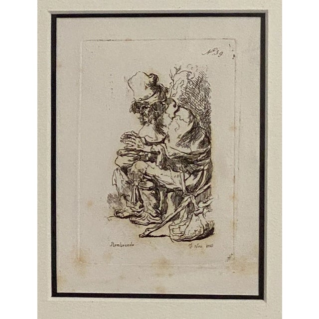 Rembrandt etching done by Francesco Novelli, Italy circa 1770.