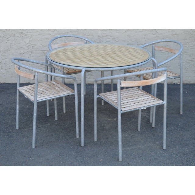 Soho Contract Group Teak And Galvanized Steel Round Patio Table