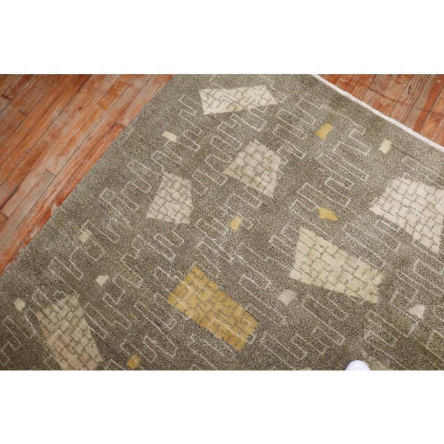 Mid-Century Modern Mid 20th Century Zabihi Collection Turkish Zeki Muren Deco Square Rug - 7' x 7'6" For Sale - Image 3 of 12
