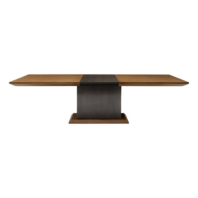 Modern Greg Sheres Style Walnut and Bronze Extension Dining Table For Sale