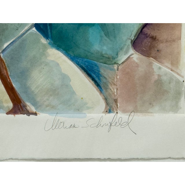 Impressionist 1980s Signed Miriam Schonfeld Painting ~ Autum II Watercolor on Paper For Sale - Image 3 of 6