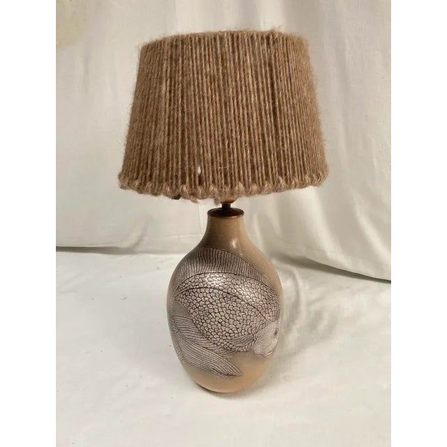 Beige Vintage Ceramic Lamp from Vallauris, 1970 For Sale - Image 8 of 8