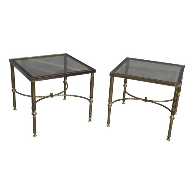 French Brass Lamp Tables from Maison Jansen, 1930s, Set of 2 For Sale