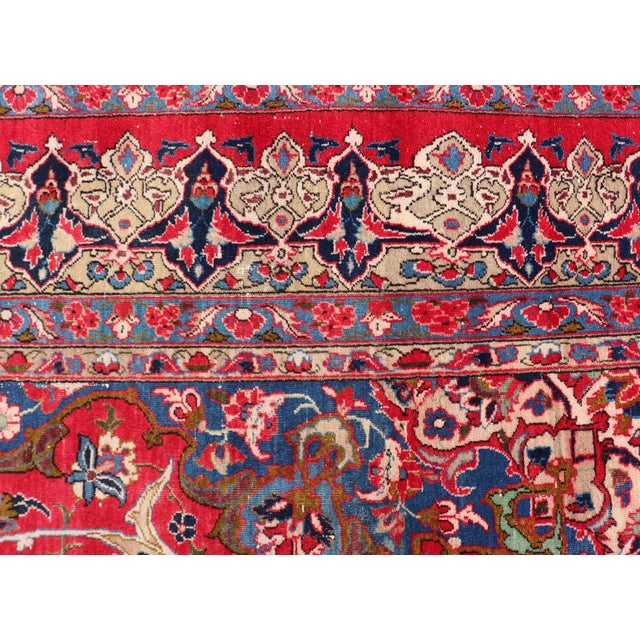 Vintage Persian Isfahan Rug With Red Field and Ivory Medallion Design For Sale - Image 4 of 13