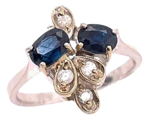 14 Karat White Gold Sapphire and Diamond Fashion Ring