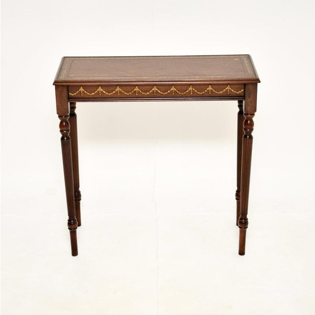 Vintage Georgian Style Leather Top Console Table, 1950 For Sale - Image 13 of 13