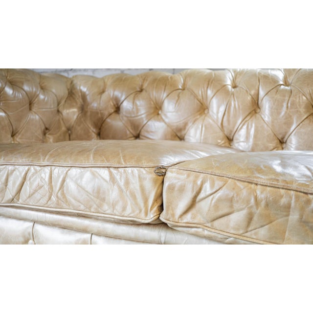 Restoration Hardware Tan Leather Kensington Luxe Sofa For Sale - Image 17 of 18