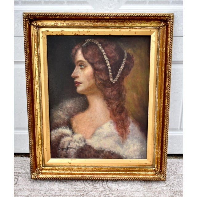 Antique (late 19th Century) Oil Painting. Portrait of a Woman. Oil On canvas. Wood Frame / Wood Backing. Signed...