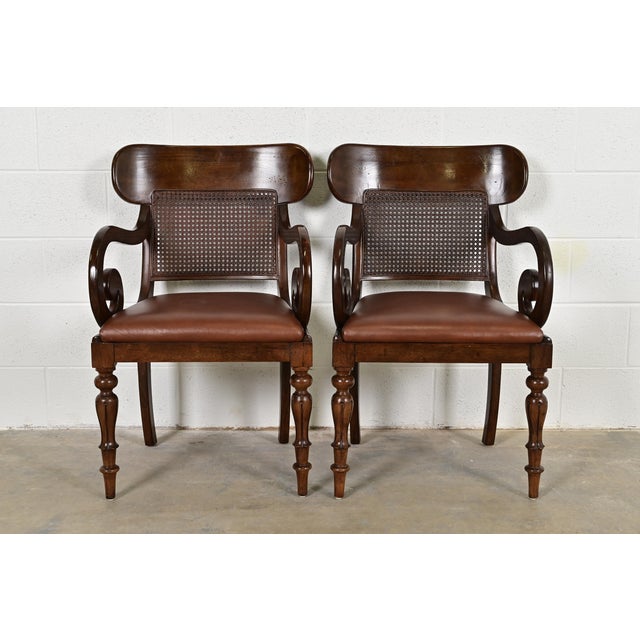 Ralph Lauren for Henredon English Regency Walnut and Cane Armchairs, Pair For Sale - Image 14 of 14