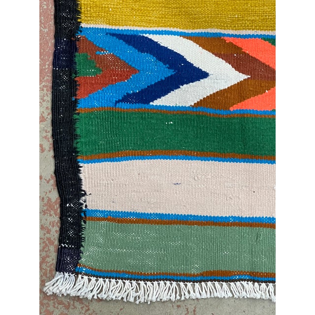 Tribal Turkish Kilim Hand Knotted Wool Rug 3’7” X 7’1” For Sale - Image 3 of 7