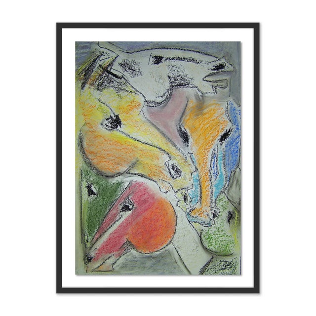 Donna Bernstein Tower of Horses I by Donna Bernstein, Art Print in Black Frame, Medium For Sale - Image 4 of 4