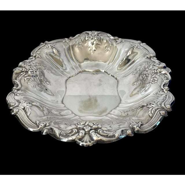 Antique Victorian Silver Plate Floral Repousse 16” Oval Serving Bowl. For Sale - Image 4 of 9