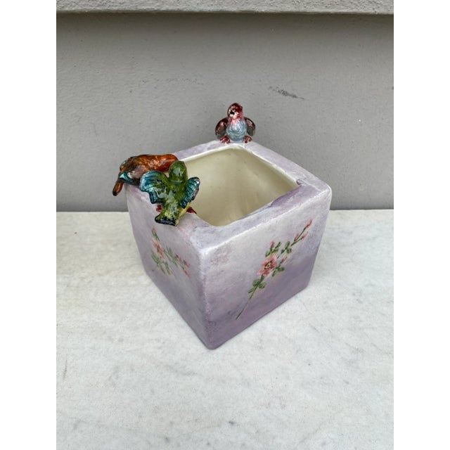 French Country French Majolica Birds Cache Pot Jerome Massier Fils, Circa 1900 For Sale - Image 3 of 7