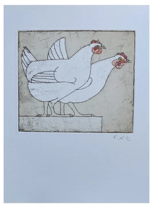 François-Xavier Lalanne, Les Poules (The Hens), 2004, Lithograph