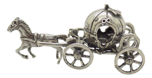 Vintage Italian Handmade Genuine Silver Cinderella Carriage Figurine by Arpa Silversmith, 1970s