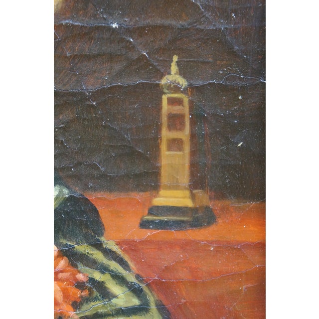 Late 20th Century Portrait of Queen Mariana of Austria Oil Painting After Diego Velazquez 28" For Sale - Image 9 of 12