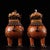 This exquisite pair of incense burners, shaped as mythical beasts (resembling the legendary Xiezhi or Qilin), showcases...