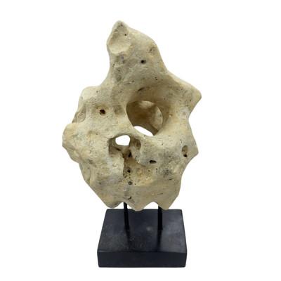 Tribal Indonesian Coral Stone On Teak Stand For Sale - Image 3 of 5