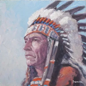 Sean Wu Original Oil Portrait of Indian Chief