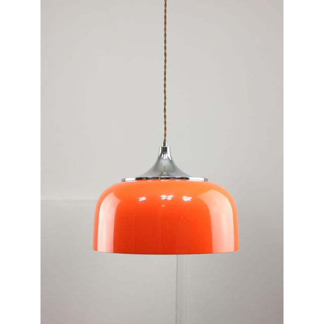 Guzzini Space Age Orange Pendant Lamp from Guzzini, 1960s For Sale - Image 4 of 15