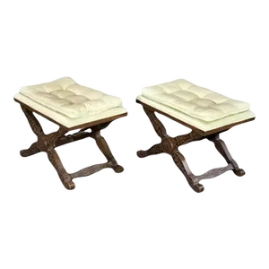 Directoire Carved Draper Era x Benches - A Pair